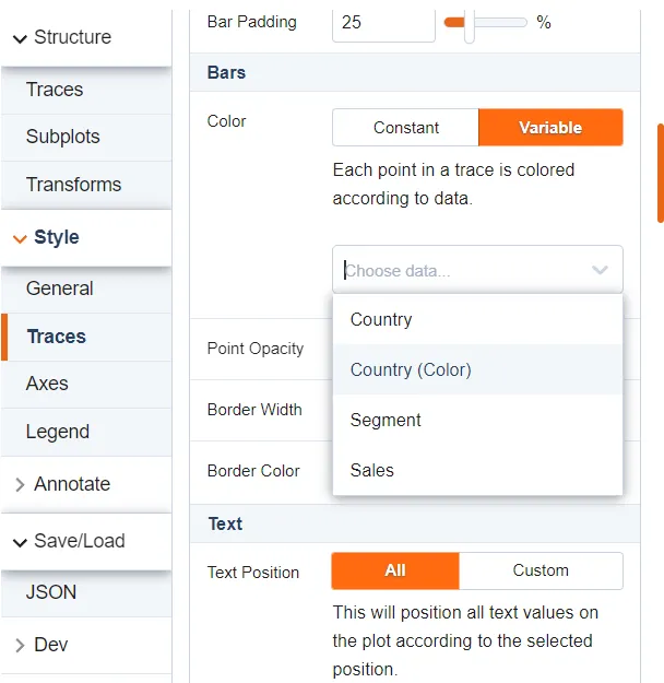 Color columns binding